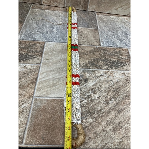 Handmade Seed Bead Strap White Red Green Multi Strand Tribal Sash 28 Inch main image 4